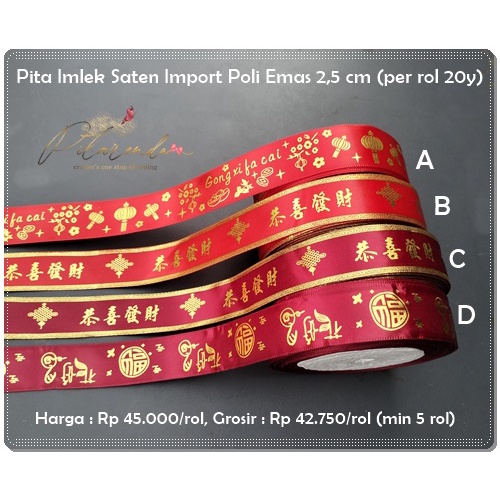 

GIMLK-235 : Pita Imlek Saten Import Poli Emas 2,5 cm (per rol 20 yard)