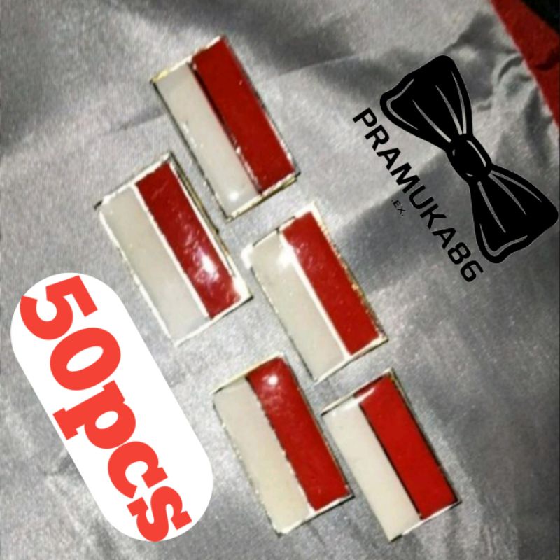 (50pcs) Pin/bros Merah Putih resin Belakang peniti