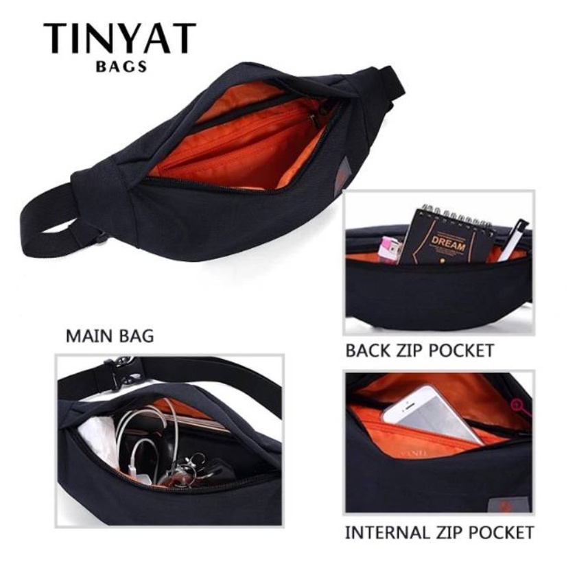 Tinyat T201 Tas Pinggang Waistbag 2 Slot Nylon Waterproof Sling Bag