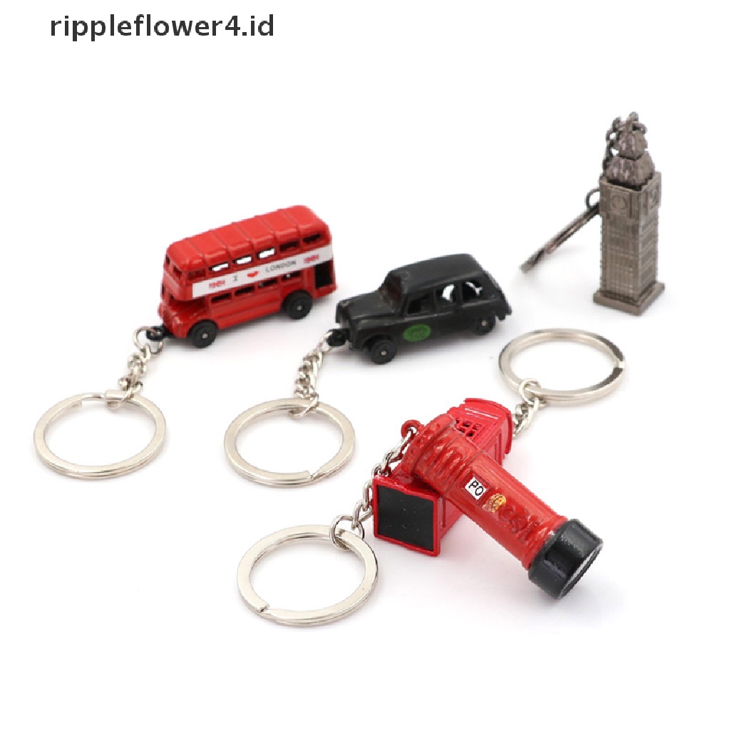 {rippleflower4.id} Miniatur Inggris Model London Gantungan Kunci Gantungan Kunci Souvenir Ojek Bis Merah~