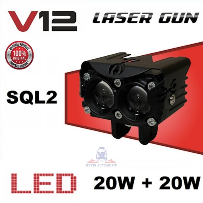 Led lampu tembak sorot laser gun V12 motor mobil 12 volt