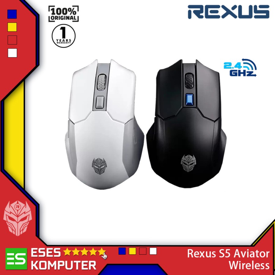 Mouse Rexus S5 Aviator Xierra Wireless - Gaming - Putih - Hitam - Ori