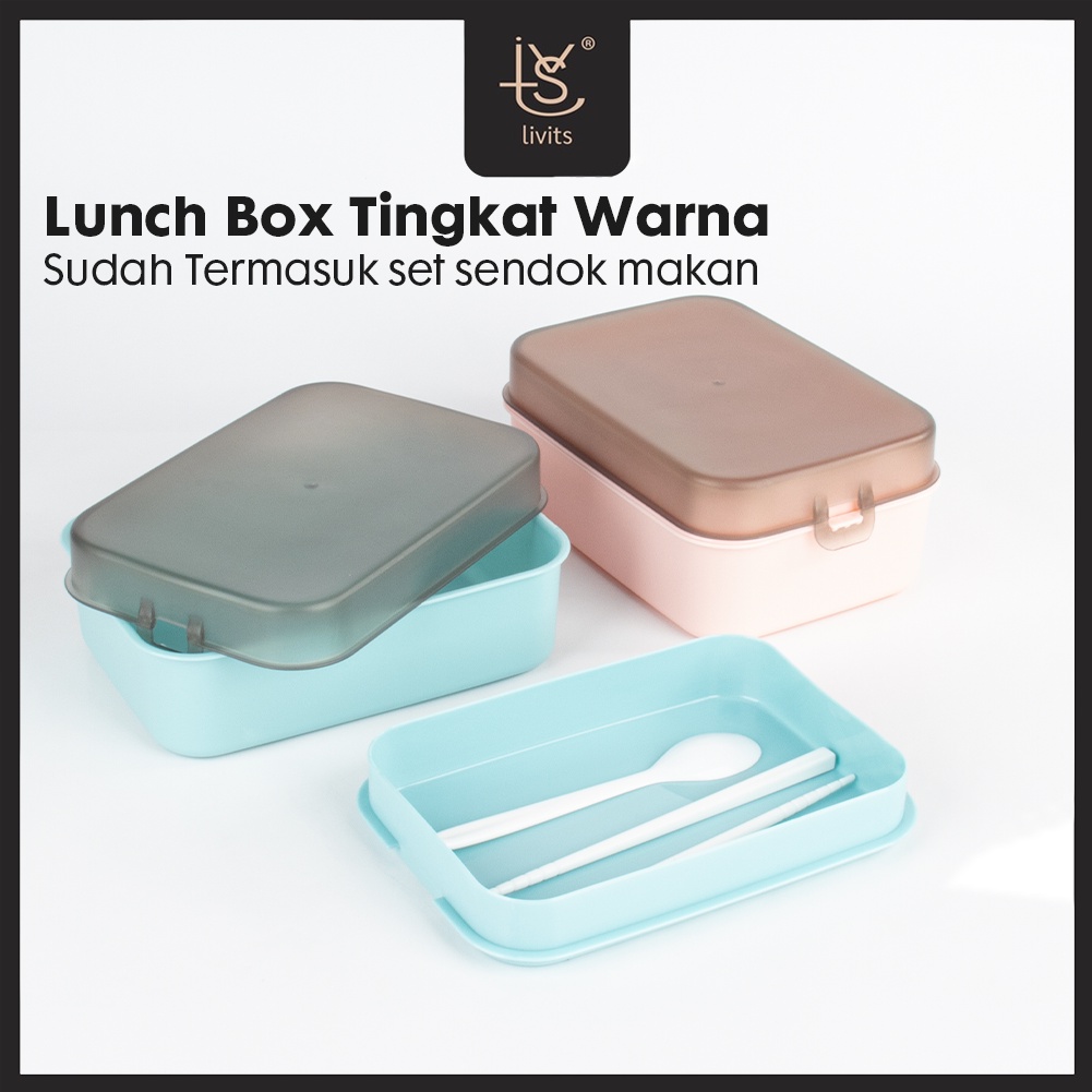 Lunch box Kotak Bekal Tingkat Sekat Multifungsi Microwavable | 2 Warna Lunch Box