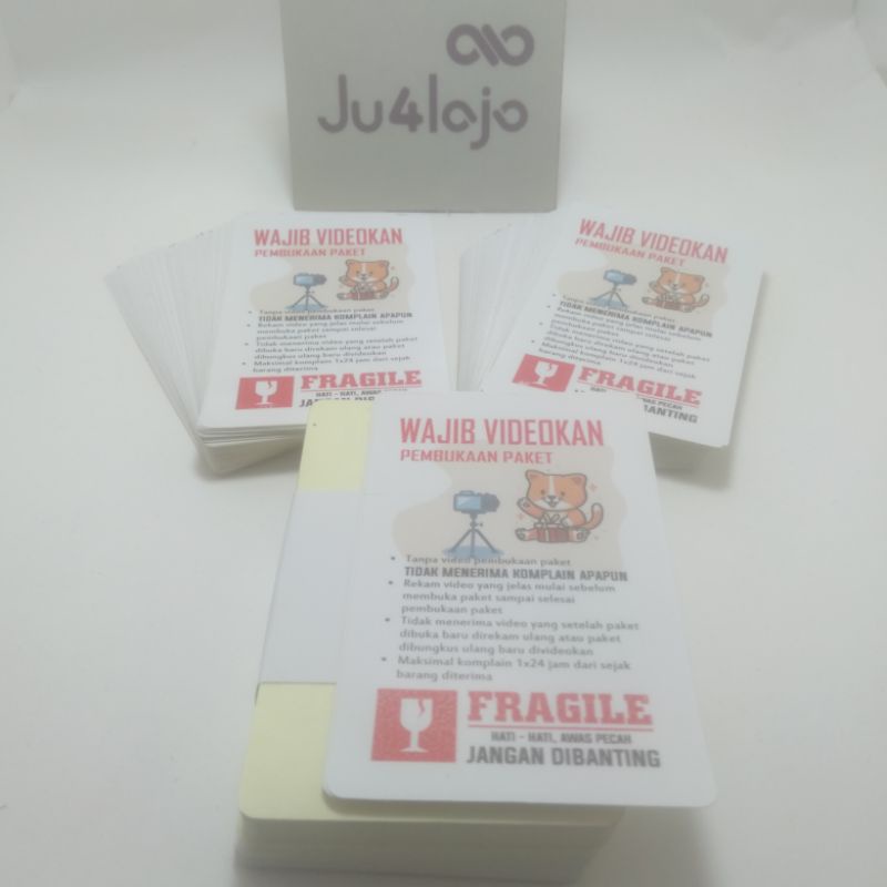 

Sticker Stiker WAJIB VIDEO PEMBUKAAN PAKET / UNBOXING (100 pcs) | 8 x 5cm