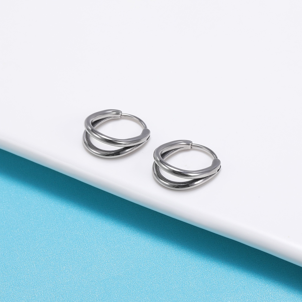 1pasang Unisex Punk Rock Cricle Earring Hip Hop Kecil Putaran Telinga Hoops 316L Stainless Steel Hoop Earrings Gothic Perhiasan