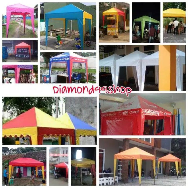 atap tenda kerucut 3x3 dan tirai