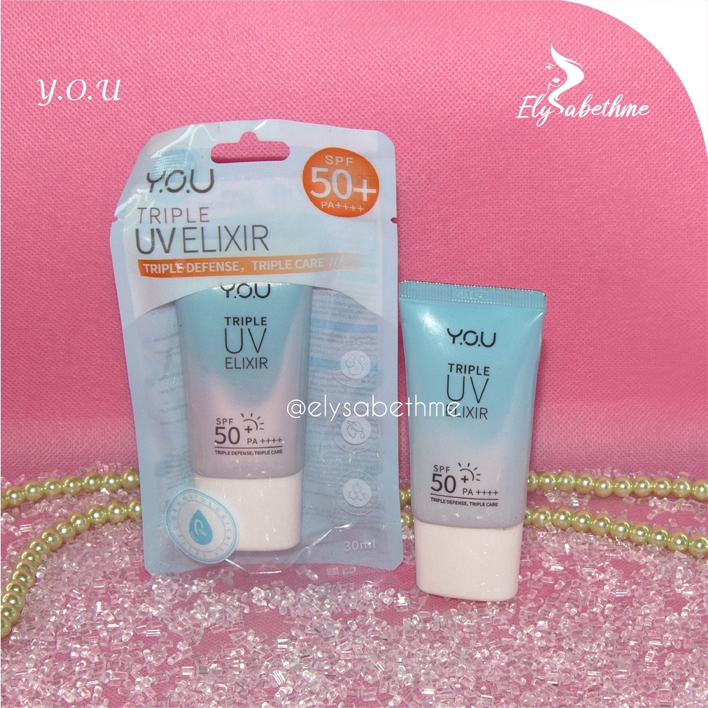 ✿ELYSABETHME✿ Y.O.U Triple UV Elixir 50+ PA sunblock sunscreen dengan toneup cream krim tanpa white cast