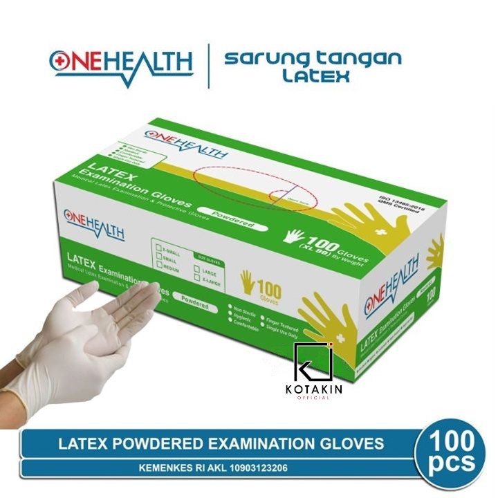 Sarung Tangan Latex ONEHEALTH isi 100pcs - Handscoon Gloves