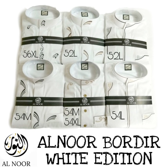{FamilyStore} ALNOOR PUTIH Jubah Gamis Pria  Al Noor Premium Corak Kombinasi  Berkualitas
