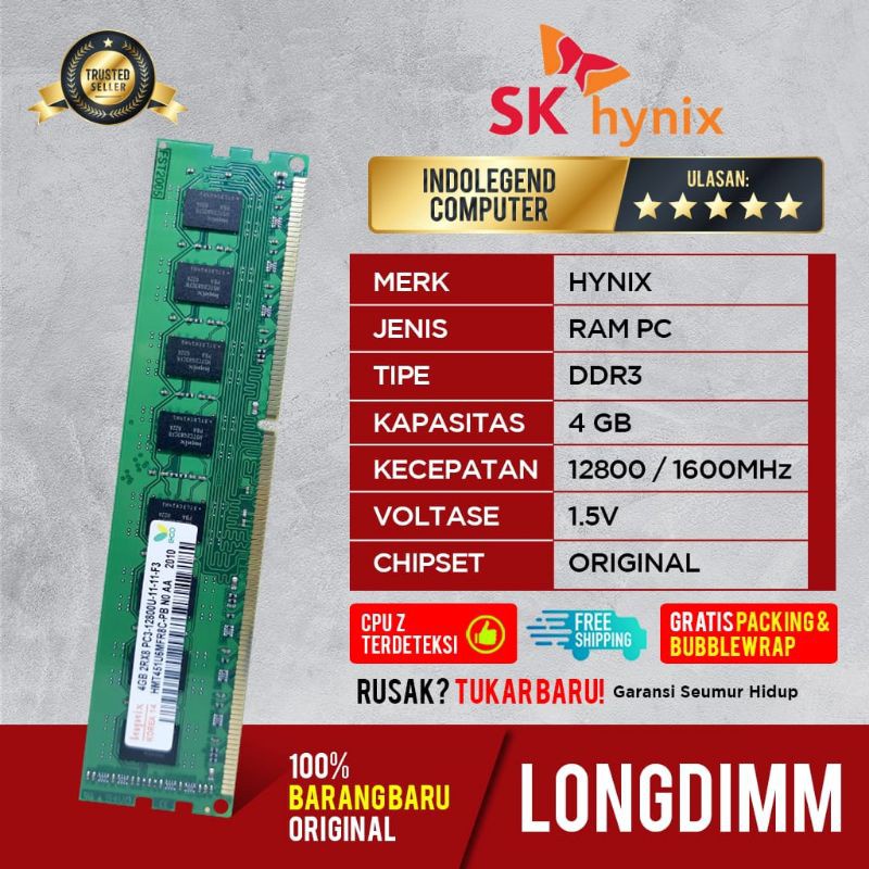 Memory RAM  DDR3 4GB PC Longdim DDR3 4GB Samsung/Hynix