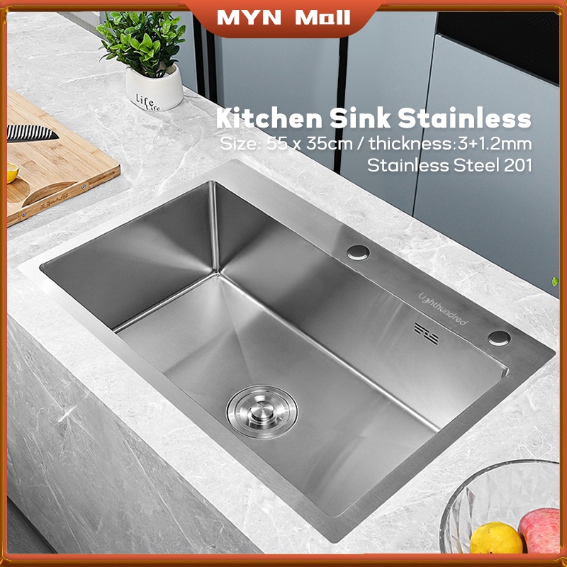 Bak Cuci Piring 1 Bowl Besar Original / Kitchen Sink Model / Paket Lengkap Kitchen Sink - Stainless steel 201 - Komplit Set