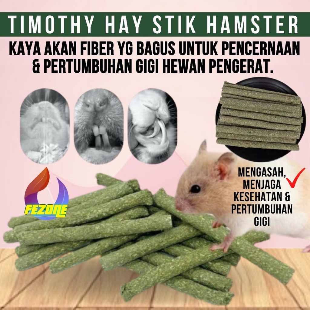 Natural Timothy Hay Chew Sticks Asah Gigi Kelinci Hamster Marmut Mainan Gigitan Alami Gigit Teeth Grinder Treat Toy Food FEZONE