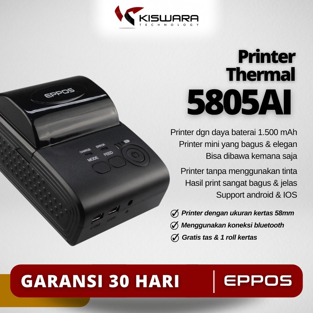 

Mini Printer Bluetooth EPPOS EP5805AI print ressi