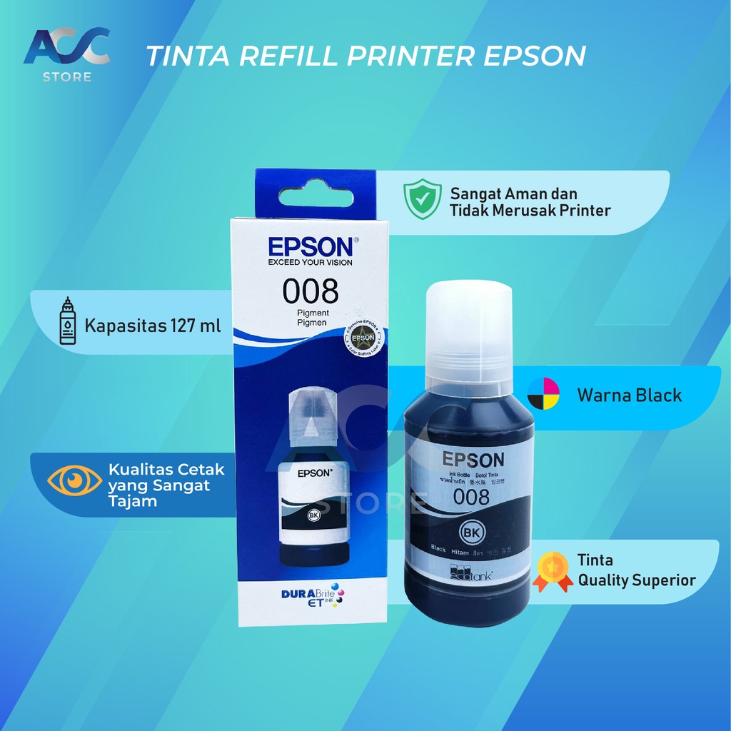 Tinta Epson 008 Black Isi Ulang Printer L6550 L6580 L15150 L15160 Premium