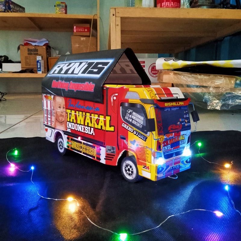 MAINAN ANAK PROMO TRUK OLENG MINIATUR KAYU UKURAN 30CM BISA OLENG LAMPUAN WARNA WARNI KEDIP MAIANAN 