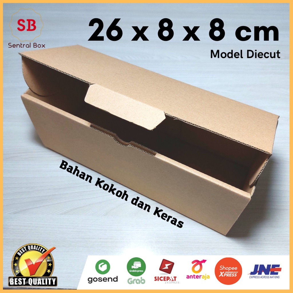 

( Min.order 5 pcs ) Kardus 26 x 8 x 8 cm...... Die Cut ( pembelian di atas 10 pcs harganya lebih murah )