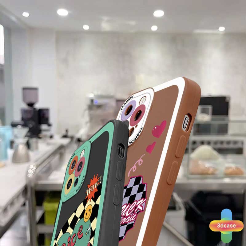 IPHONE Casing Handphone Couple Kompatibel Untuk For IPhone 11 12 13 PRO MAX 6 7 6S 8 Plus X XR XS MAX Se 2020 6SPlus 7Plus 6Plus 8Plus XSMAX Senyum Lucu Love Hati Papan Catur Soft TPU Back Cover