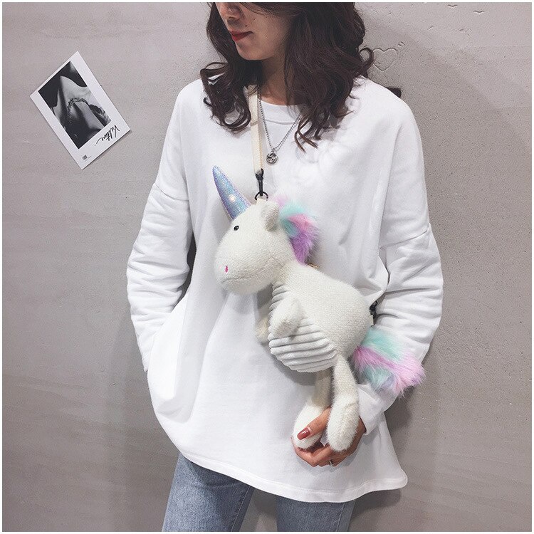 BARANG IMPORT Tas selempang bahu Lucu Gadis Baru Jepang dan Korea Kartun Gadis Tas Bulu Kecil unicorn Mainan Mewah kwalitas tinggi