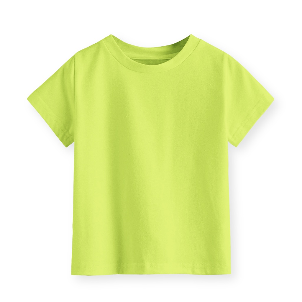 Kaos Polos Anak Laki-laki dan Perempuan Unisex 1-12 tahun Warna Hijau Stabilo