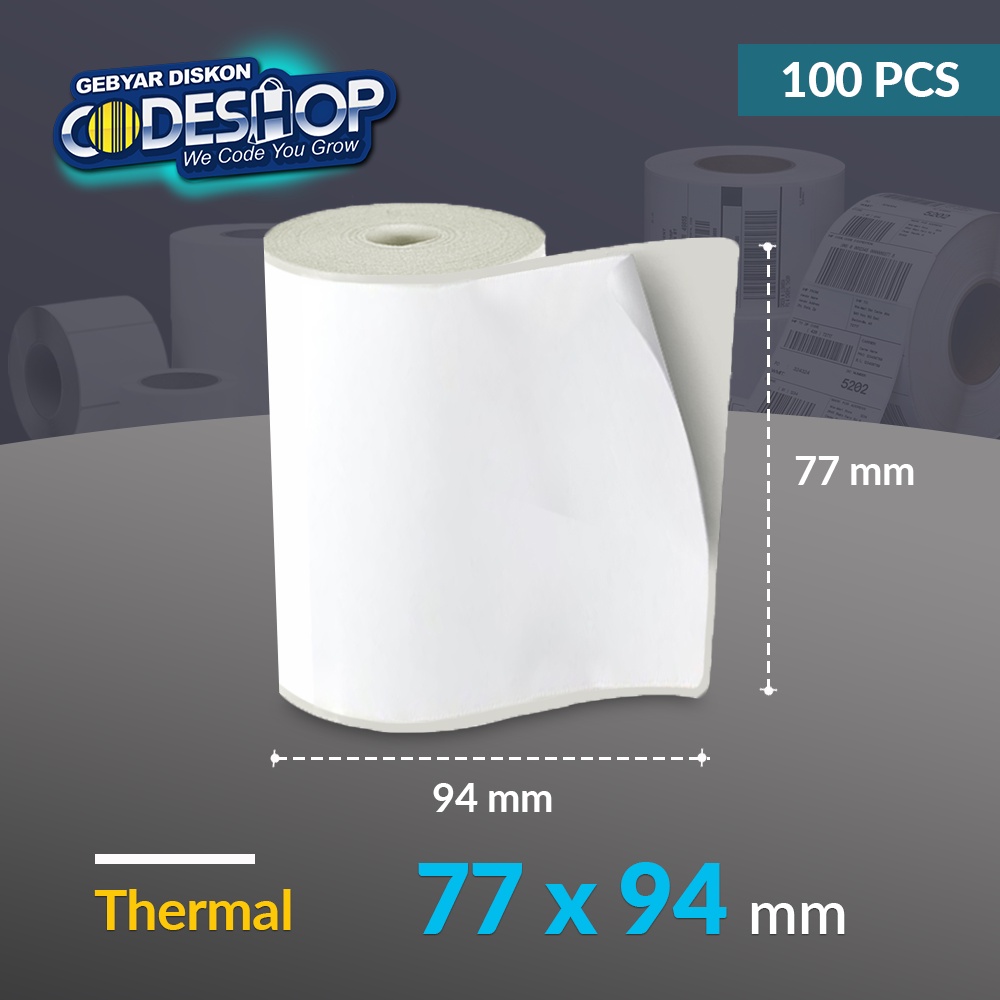 

Codeshop Label Thermal 77 x 94 mm Stiker Printer Bluetooth 80mm Coreless 100 Pcs