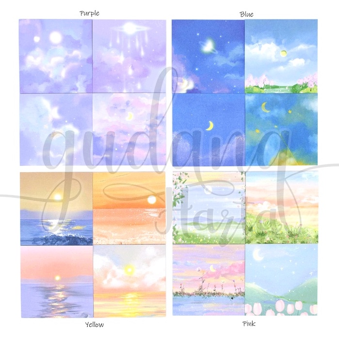 Sticky Notes Set Isi 4 Pretty Scenery Notes Motif Pemandangan Simple DIY GH 301414