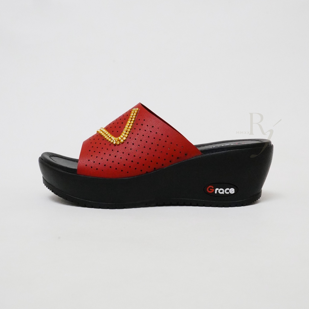 GRACE [ARIANA 403] Sandal Selop Wedges Wanita Sendal Calbi Hak Wanita Slip On