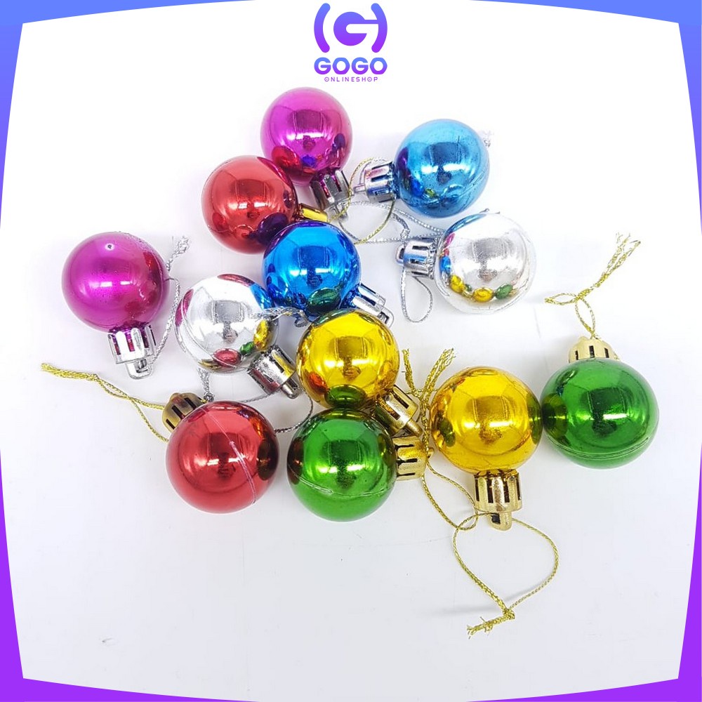 GOGO-C38 Gantungan Bola Kilap 6PCS / 12PCS Aksesoris Hiasan Pohon Natal Ornamen Dekorasi Rumah MURAH