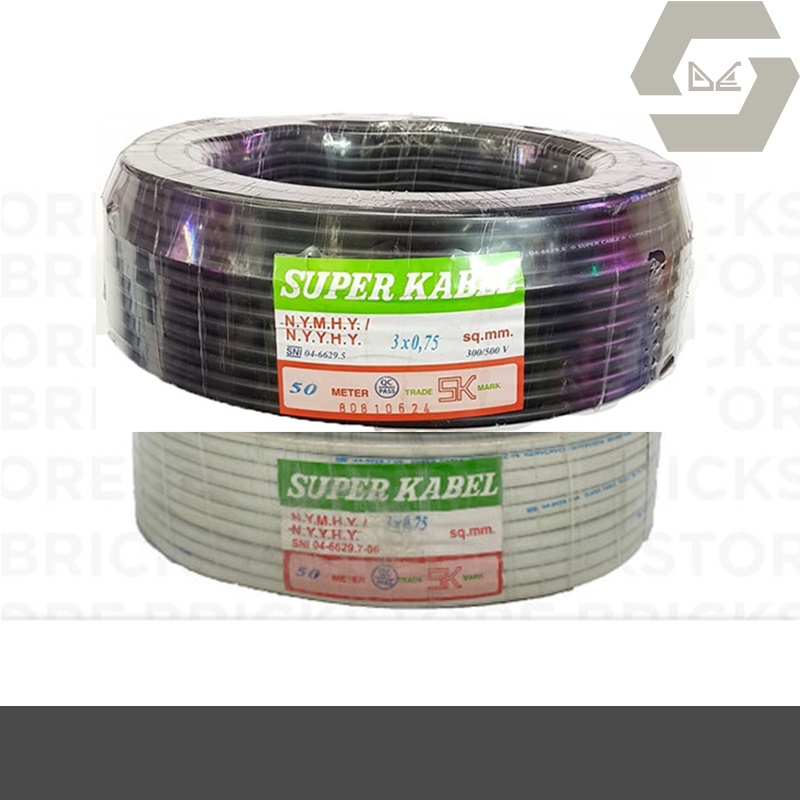 Jual Kabel Listrik Nyyhy Nymhy 3x0 75 Serabut Putih Hitam 50m Super