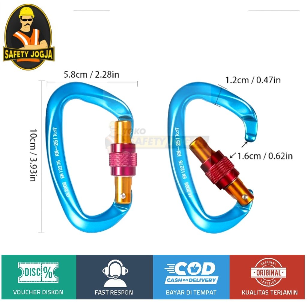 Booms Karabiner Aluminium Professional Heavy Duty Locking Carabiner 1 pcs - CE0321