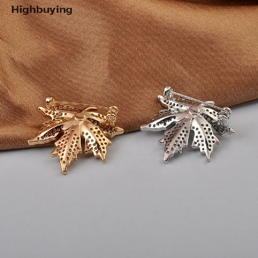 Hbid Mode Baru Zirkon Maple Daun Bros Elegan Kristal Mutiara Korsase Lapel Pin Cardigan Jas Lencana Bros Perhiasan Hadiah Aksesoris Glory