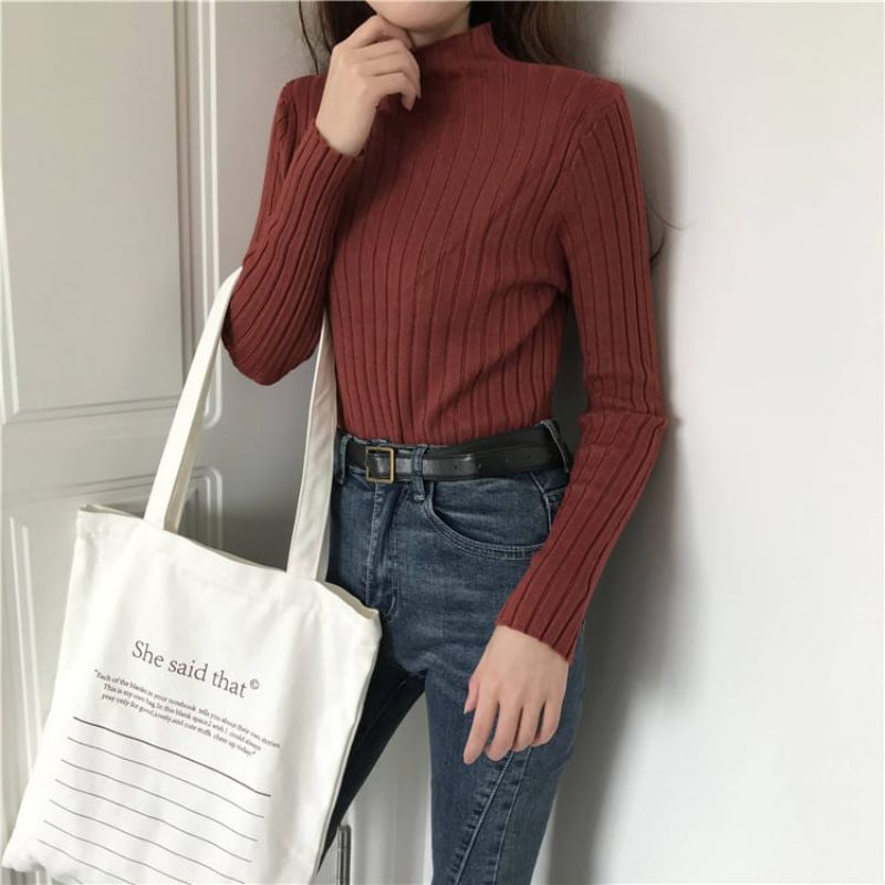 Turtleneck Daisy Atasan Wanita Lengan Panjang