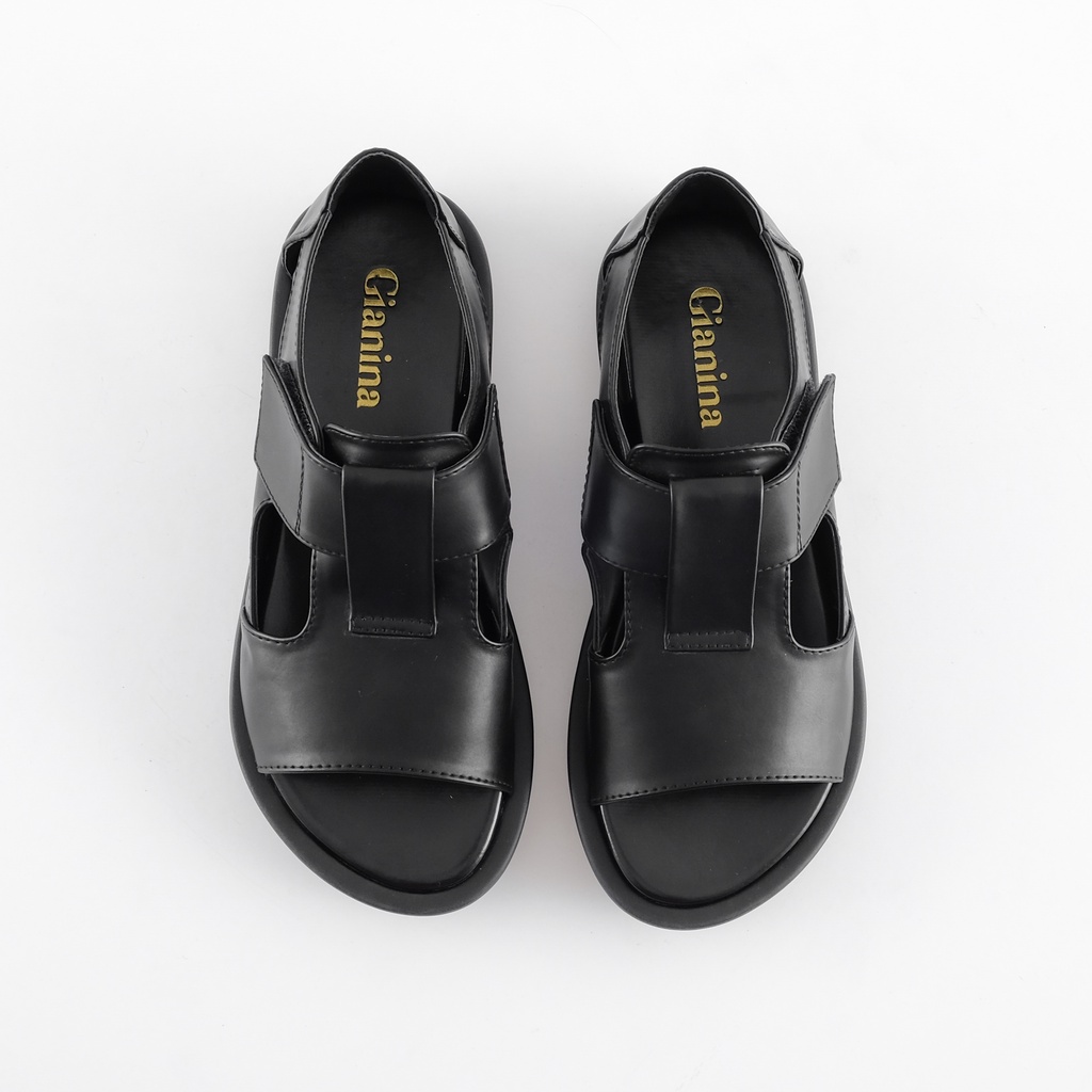 Sandal Wanita - Gianina / Eudora Black Platform Sandals