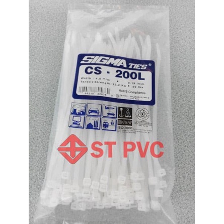 

PRODUK TERBATAS Kabel ties / Cable ties sigma CS 200L 200 x 4,8mm Putih Code 4597