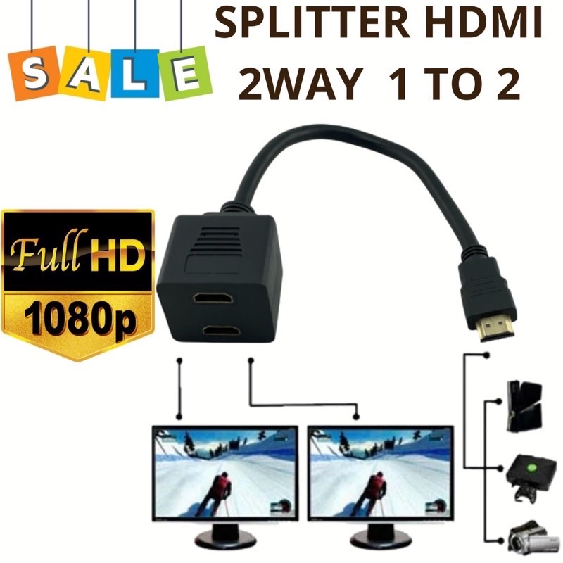 KABEL HDMI SPLITTER 2port 1input 2output tanpa power spliter hdmi