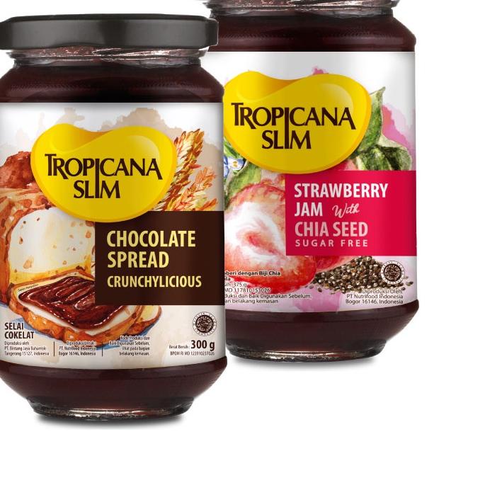 

☺☺» Paket Sarapan - Tropicana Slim Chocolate Spread 300 gram + Tropicana Slim Strawberry Jam 375 gram