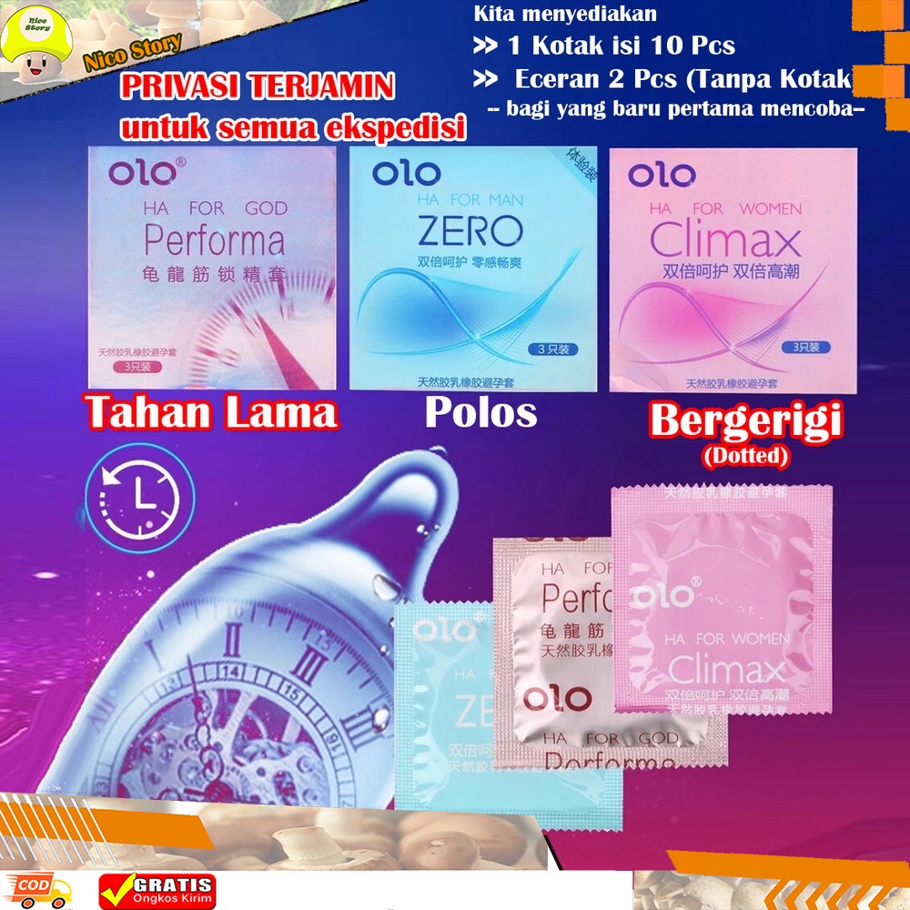 (NCS) Condom OLO HA FOR GOD MAN WOMAN PERFORMA ZERO CLIMAX Super Smooth Tahan Lama dotted Bagus