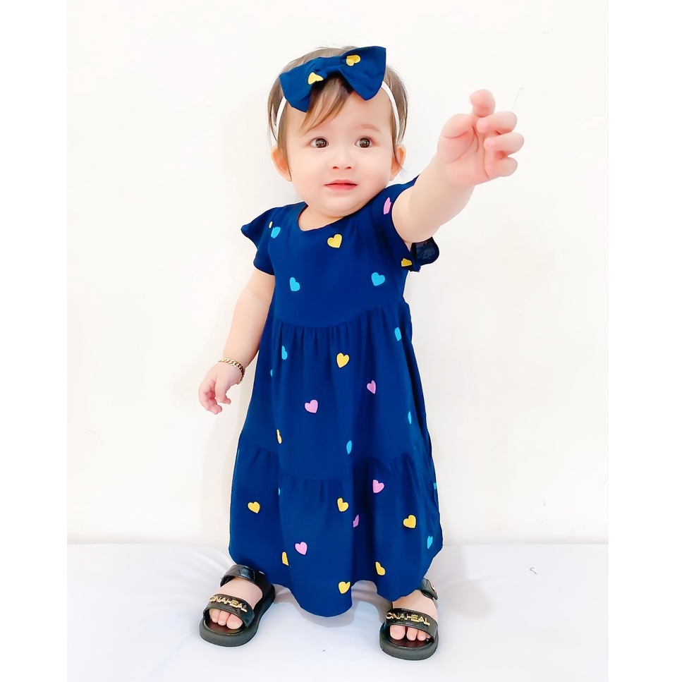 Plazababyku BBB DRESS LEONA dress anak perempuan bayi motif bunga lucu free headband