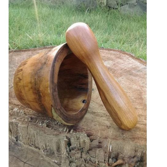 Barang Pilihan.. LUMPANG ALU KERUCUT KAYU JATI / TUMBUKAN KAYU JATI / LESUNG KAYU JATI SERAT UNIK / 