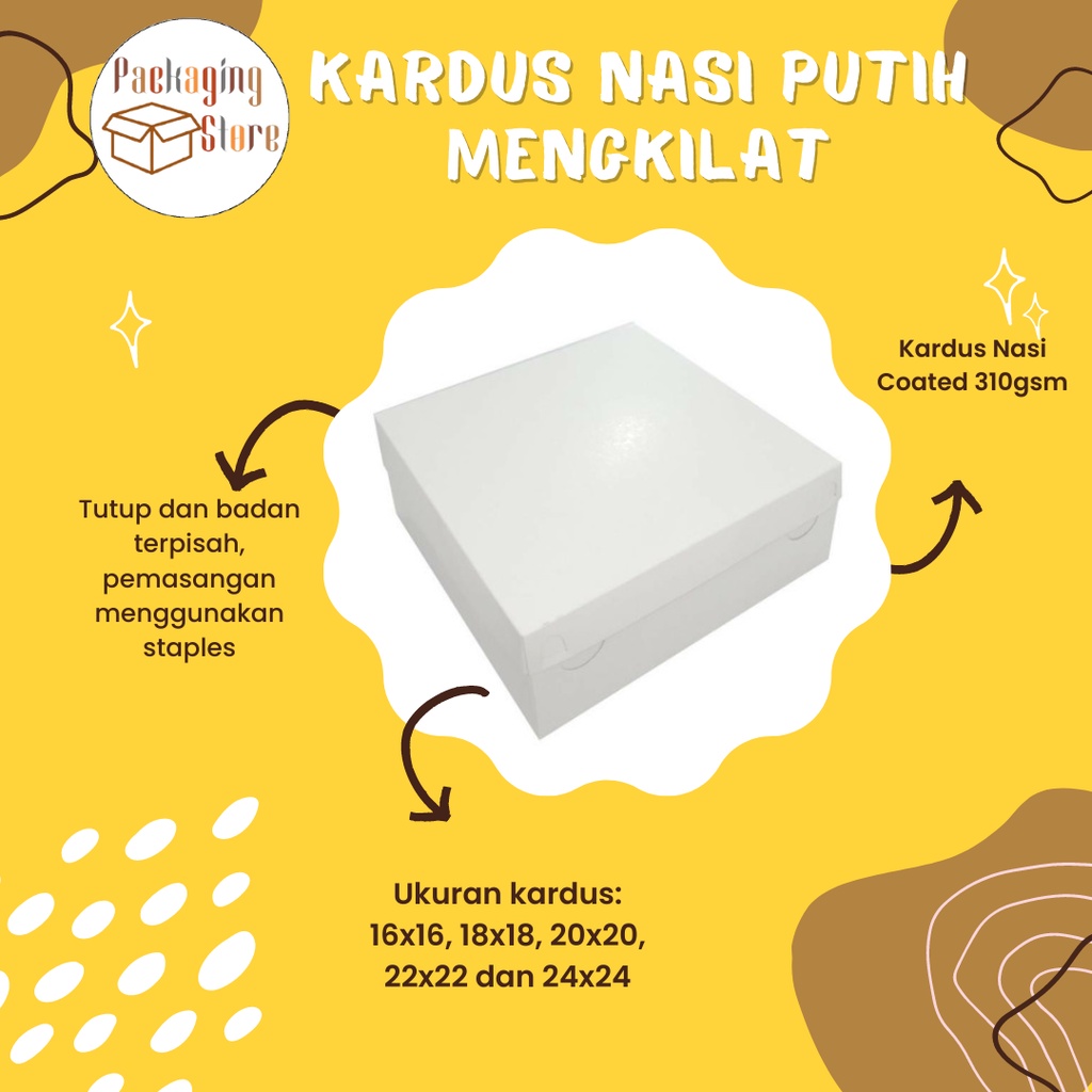 

KARDUS NASI CORTED 22CM/ KARDUS NASI 22X22CM/ KARDUS PUTIH MENGKILAT