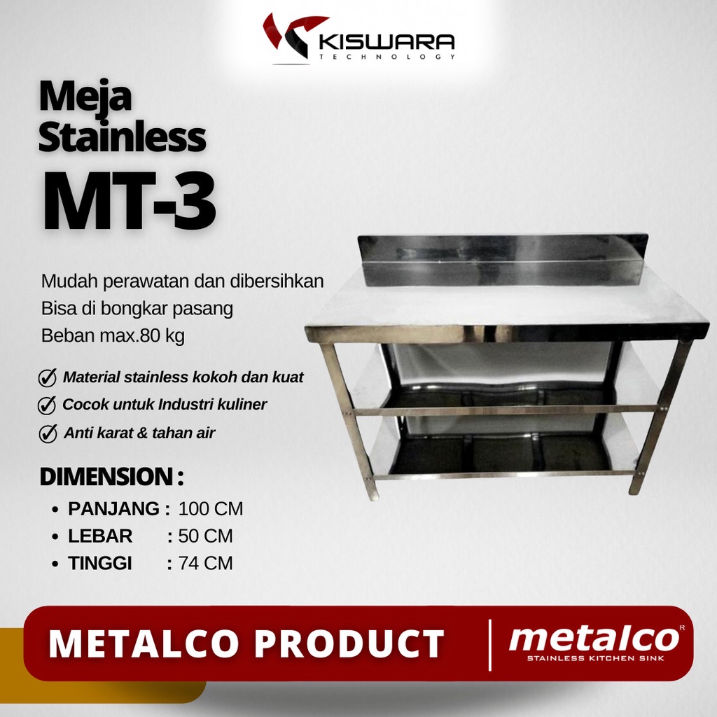 Meja Stainless Steel Metalco MT-3 SB 745 kiswara bandung