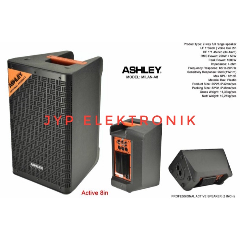 SPEAKER AKTIF ASHLEY MILAN A8 / ASHLEY MILAN A 8 8 INCH ORIGINAL