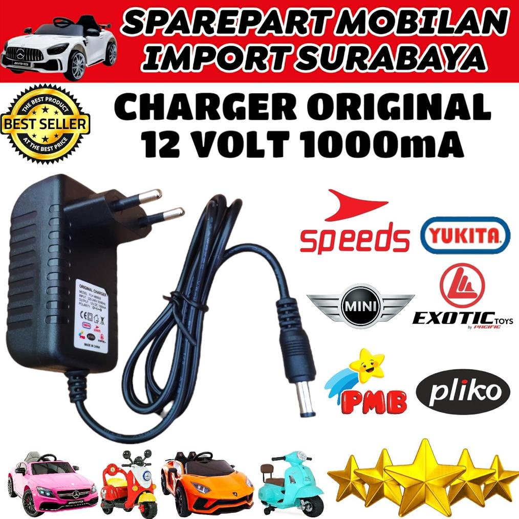 ORIGINAL CHARGER PLIKO ADAPTOR MOBIL MAINAN AKI CHARGE MOBILAN ANAK MOTOR 6 VOLT AUTO CUT 12 VOLT CA