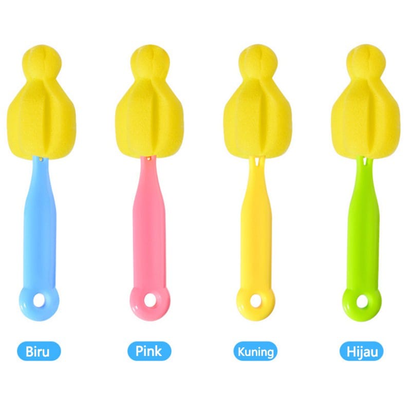 SIKAT DOT BOTOL ANAK / SIKAT PEMBERSIH BOTOL KECIL LUCU / SIKAT SPON BOTOL WARNA