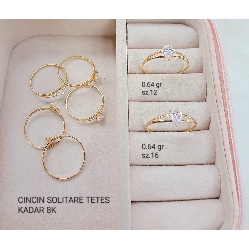 Cincin wanita dewasa solitaire ringan kadar 375 cocok untuk kado murah meriah