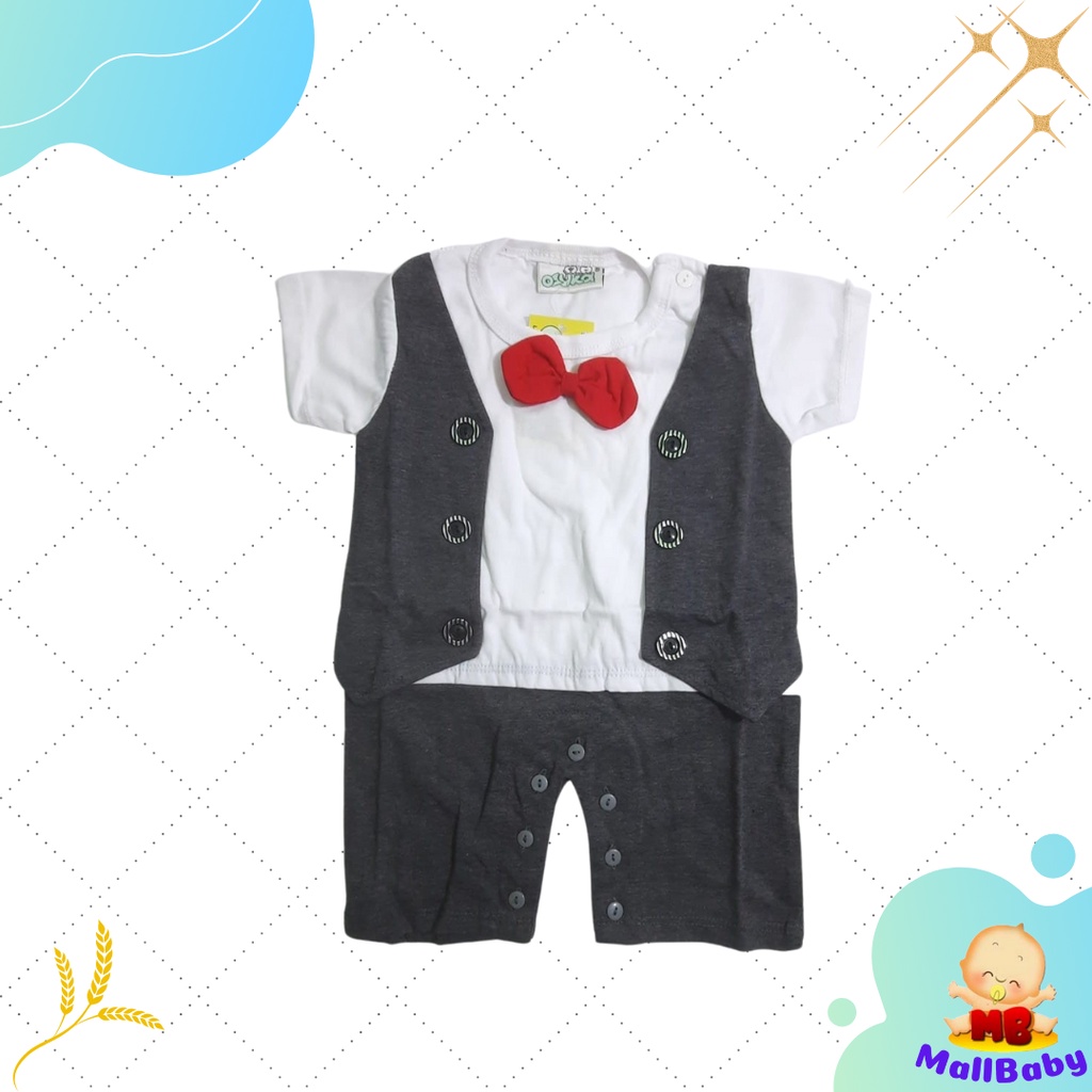 Ozuka Romper Jumper Bayi Dasi Tuxedo Rompi Pesta Bepergian Newborn Baru Lahir Lucu KDO01