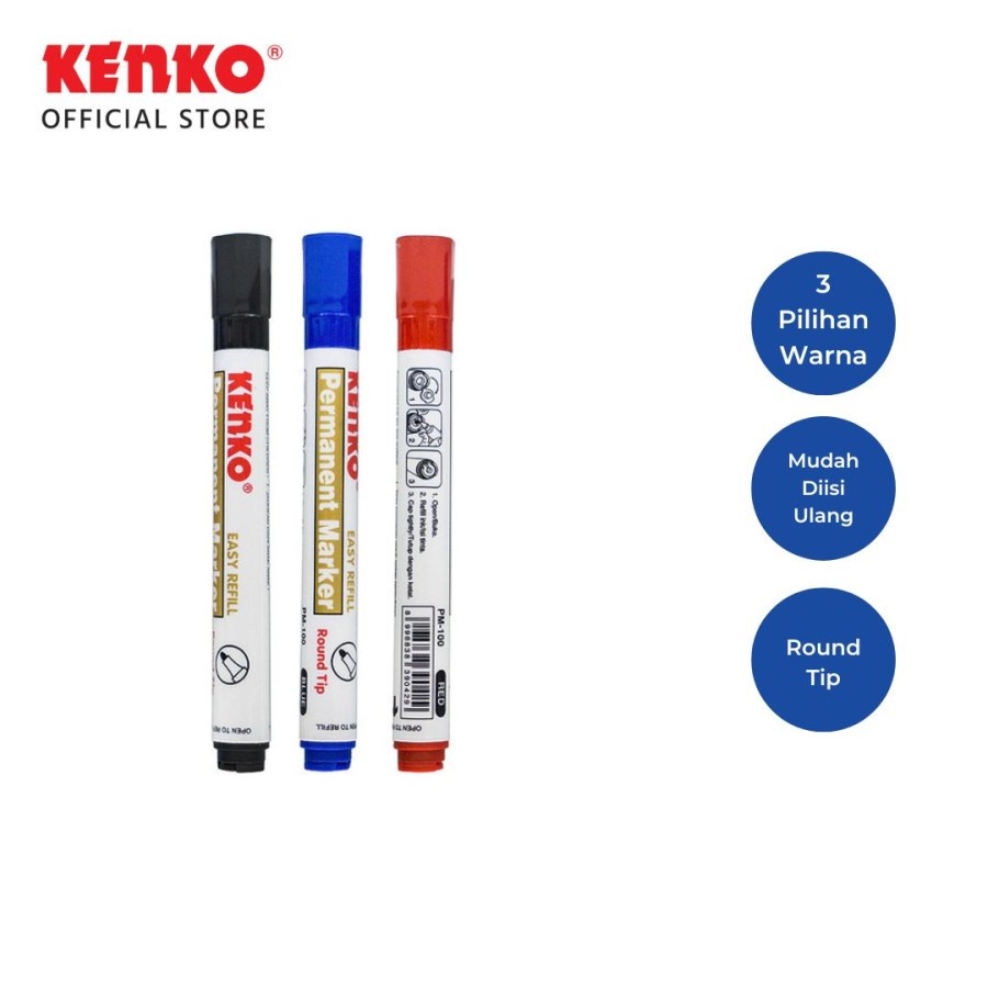 

Kenko Permanent Marker PM-100 Hitam / Biru / Merah - ( 1 Pack - 12 Pcs )