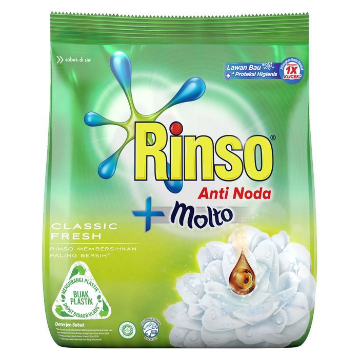 RINSO ANTI NODA RINSO DETERJEN BUBUK 770 GRAM RINSO MOLTO ANTI NODA