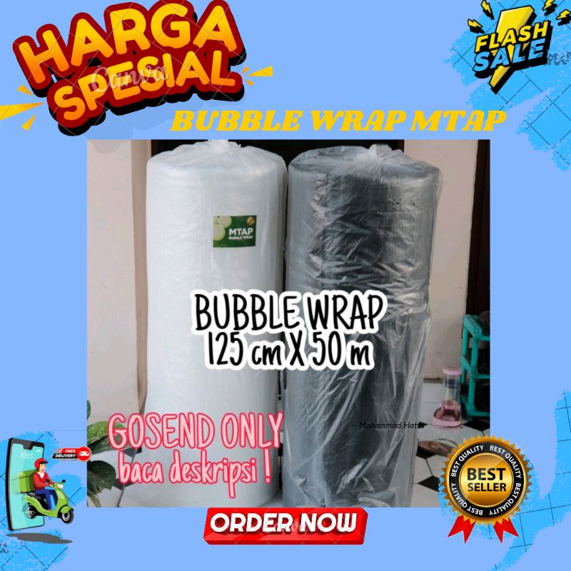 

BUBBLE WRAP 125CM x 50 MTR BUBBLE MTAP HITAM PUTIH TEBAL