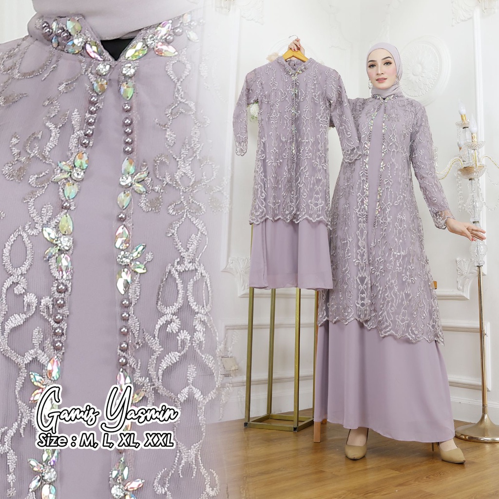 Permata Olshop / Couple Gamis Yasmin / Kebaya Couple Ibu dan Anak Perempuan / Kebaya Gamis Modern / Gamis Pesta Mewah / Gamis Kebaya Couple / Kebaya Gamis Anak