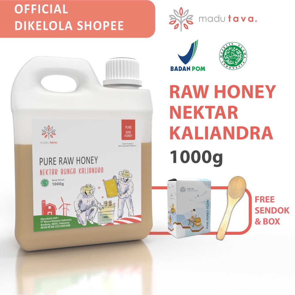 Madu Asli Murni 1kg Tava Grade A Nektar Kaliandra 100% Alami Pure Natural Raw Honey